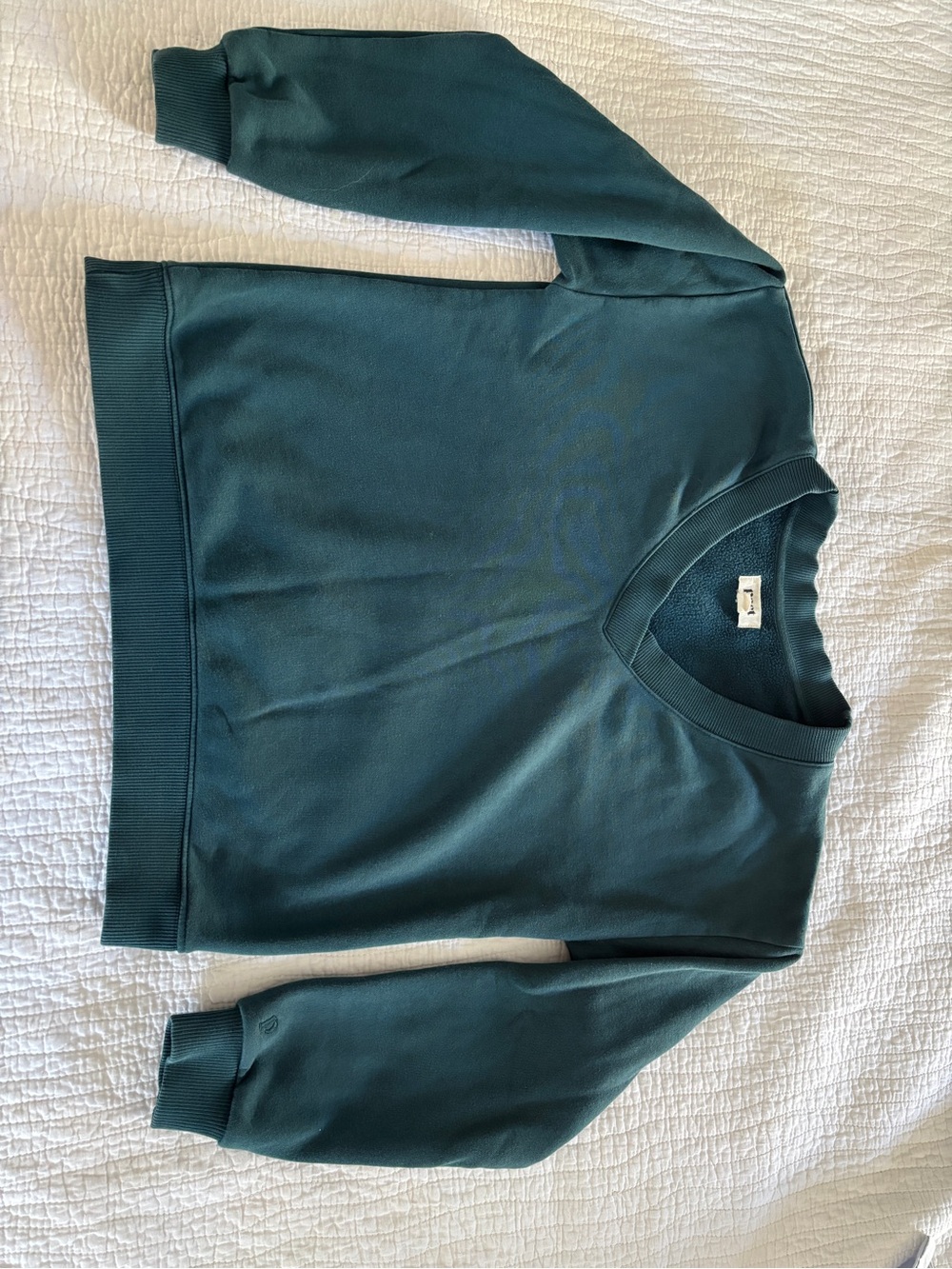 Pact Fleece V-Neck Sweatshirt Teal - Size XS - Picture 2 of 8